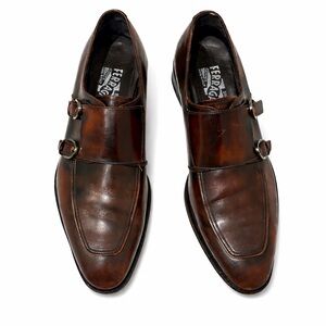Salvatore Ferragamo Double Monk Strap Leather Dress Shoes – Men’s 9